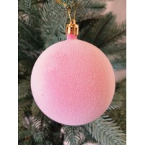 Новогодний шар "Бархат" Ø80мм розовый, цена за набор 4шт